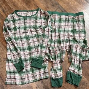 Little Sleepies Green and Red Plaid Kids Pajama Set